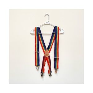 Vintage 🌈 rainbow suspenders pride month accessories adjustable with leather